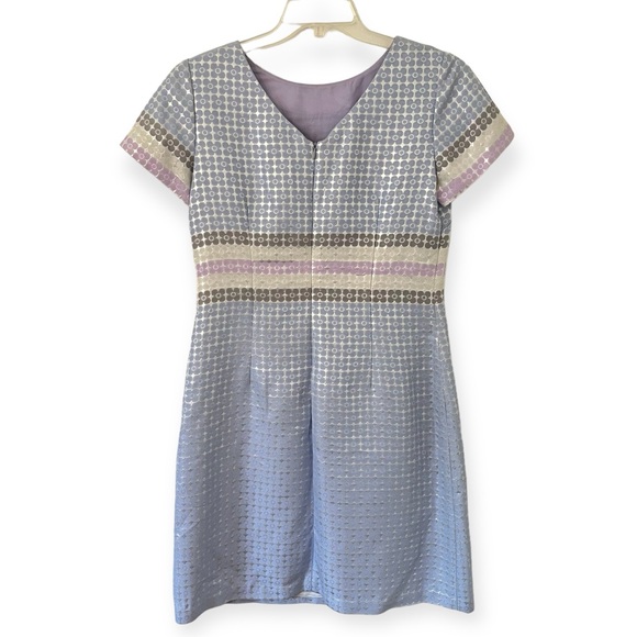 Sara Campbell Retro Style Floral Shimmery Sheath Dress Pastel Color (F1) - Picture 6 of 15